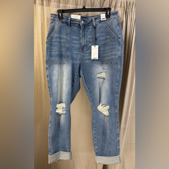 Judy Blue Men's Relaxed Light Blue Distressed Jeans - Style # 88825 - Picture 1 of 9